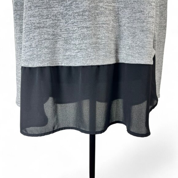 EVRI Gray and Black Long Sleeve Tunic Crew Neck Sheer Black Fabric Size lX - Picture 3 of 11